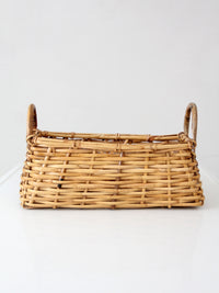vintage wicker basket with bentwood handles