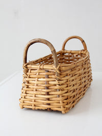 vintage wicker basket with bentwood handles