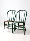 antique green farmhouse Windsor chairs pair