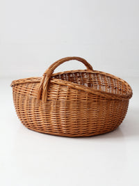 antique large willow gathering basket with handle
