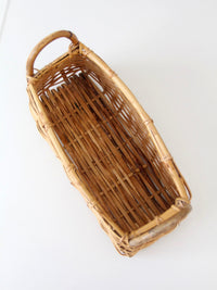 vintage wicker basket with bentwood handles