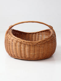 antique large willow gathering basket with handle