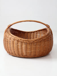 antique large willow gathering basket with handle