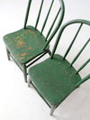 antique green farmhouse Windsor chairs pair