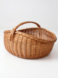 antique large willow gathering basket with handle