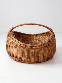 antique large willow gathering basket with handle