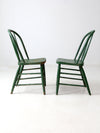 antique green farmhouse Windsor chairs pair