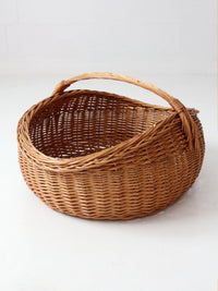 antique large willow gathering basket with handle