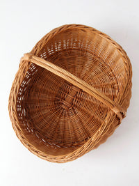 antique large willow gathering basket with handle
