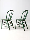 antique green farmhouse Windsor chairs pair