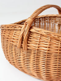 antique large willow gathering basket with handle