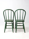 antique green farmhouse Windsor chairs pair