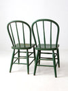 antique green farmhouse Windsor chairs pair