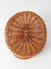 antique large willow gathering basket with handle