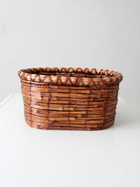 vintage woven reed oval basket