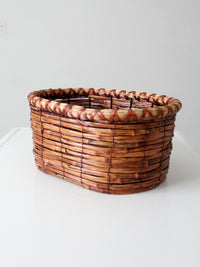 vintage woven reed oval basket