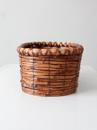 vintage woven reed oval basket