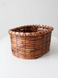 vintage woven reed oval basket