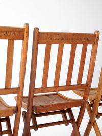 set of 4 antique slat wood folding chairs