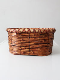 vintage woven reed oval basket