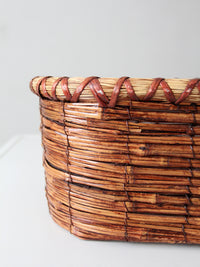 vintage woven reed oval basket