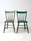 antique painted plank seat chairs pair
