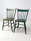 antique painted plank seat chairs pair