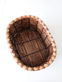 vintage woven reed oval basket