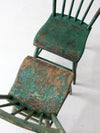 antique painted plank seat chairs pair