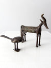 vintage African bronze animal sculptures pair