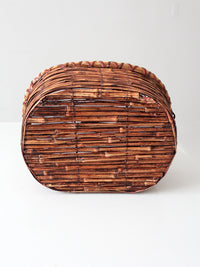 vintage woven reed oval basket