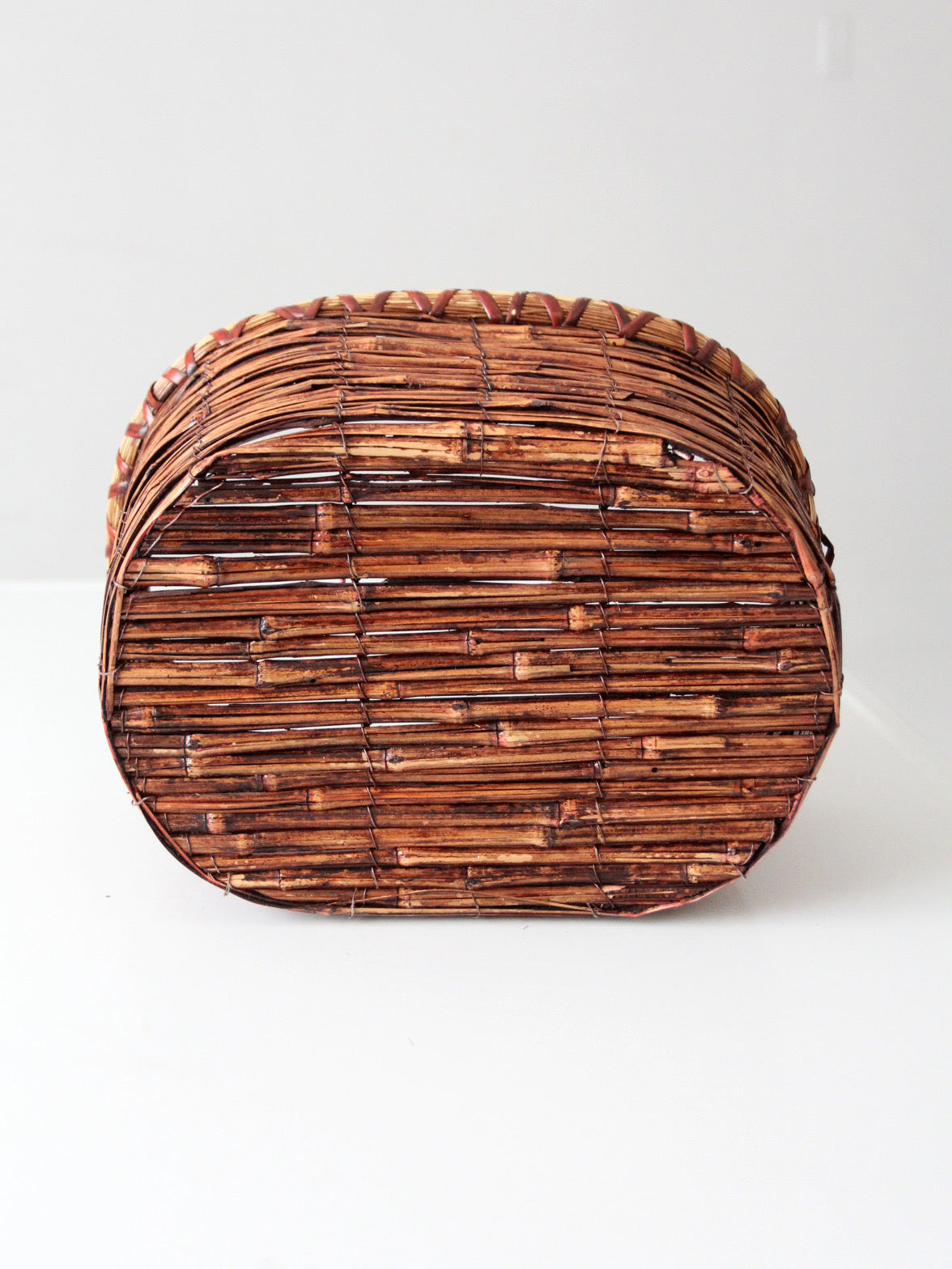 vintage woven reed oval basket