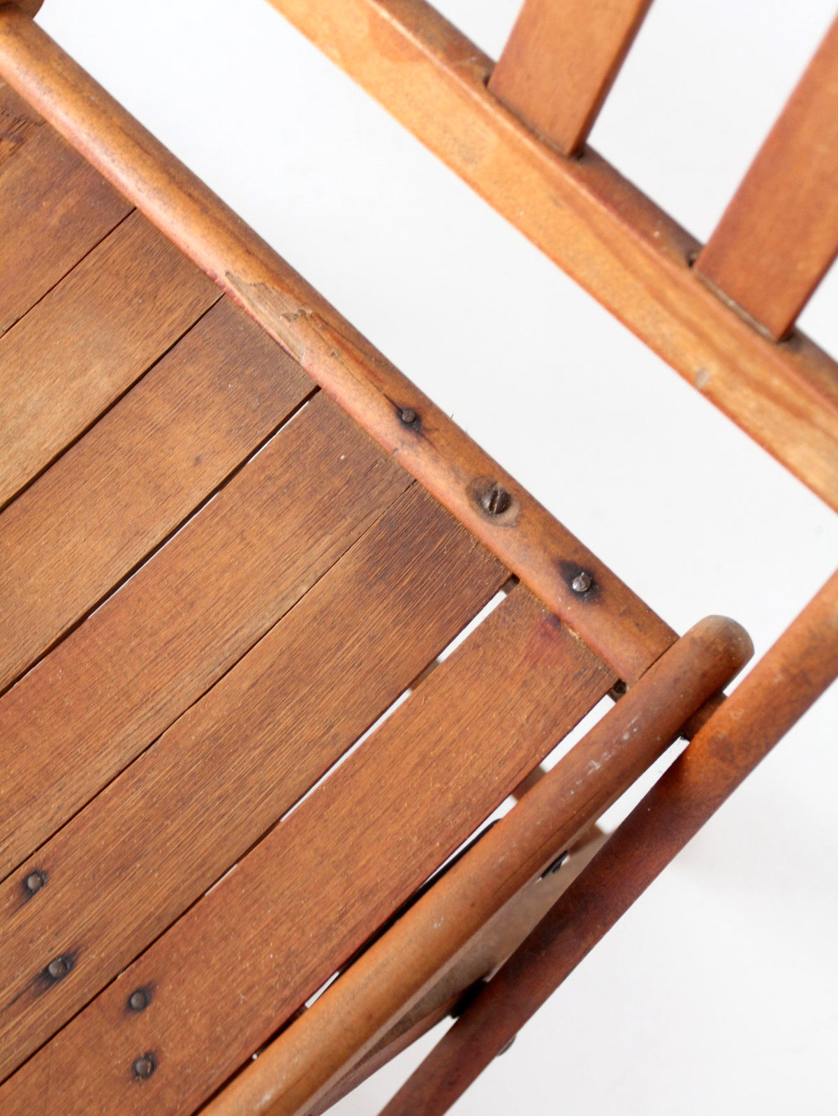 set of 4 antique slat wood folding chairs