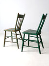 antique painted plank seat chairs pair