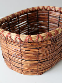 vintage woven reed oval basket