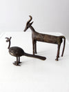 vintage African bronze animal sculptures pair