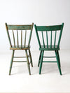 antique painted plank seat chairs pair