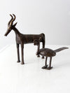 vintage African bronze animal sculptures pair