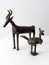 vintage African bronze animal sculptures pair