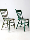 antique painted plank seat chairs pair