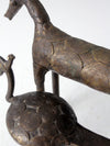 vintage African bronze animal sculptures pair