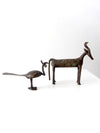 vintage African bronze animal sculptures pair