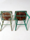 antique painted plank seat chairs pair