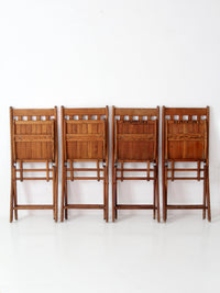 set of 4 antique slat wood folding chairs
