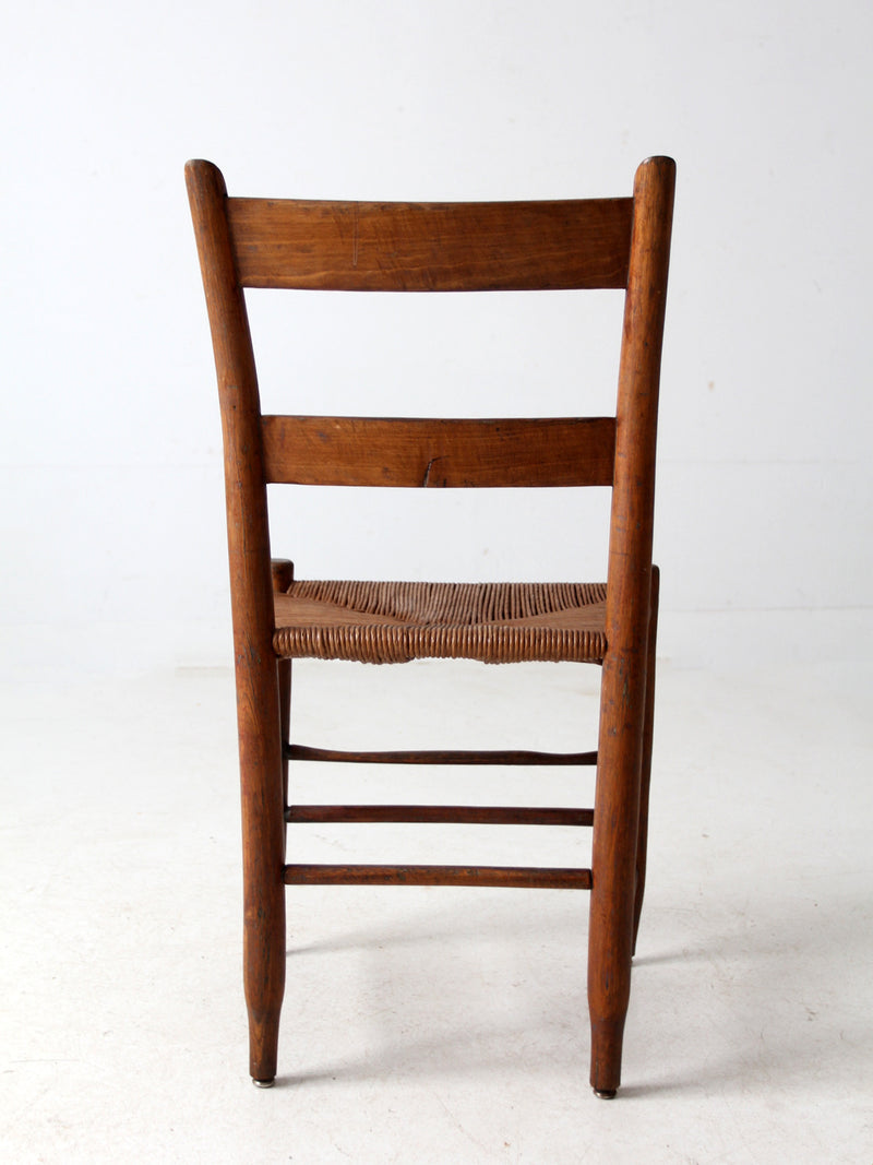 antique ladder back chair with rush seat