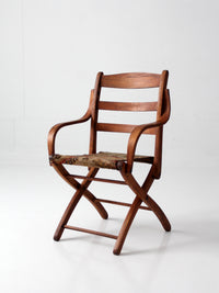 antique oak folding campaign chair