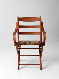antique oak folding campaign chair