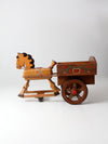 vintage folk art toy riding horse and cart