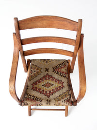 antique oak folding campaign chair