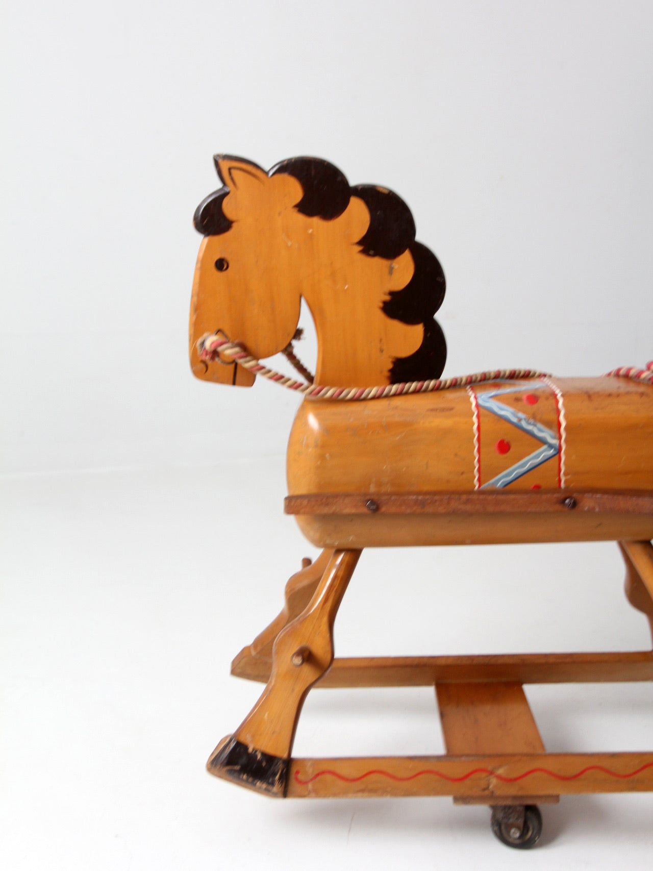 vintage folk art toy riding horse and cart